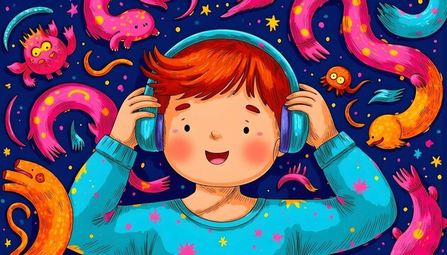 Whimsical Soundscape: A Fantastical Children's Illustration of Auditory Processing Disorder (APD)