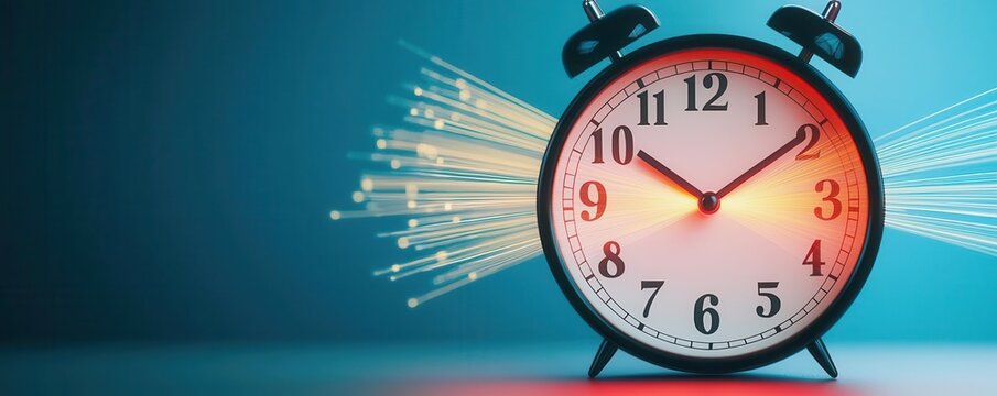 Recycle reduction innovation concept. An abstract clock powered by light rays symbolizing peak energy at specific times