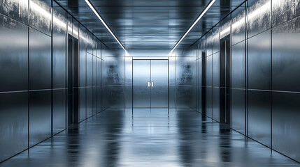 long corridor in modern office building