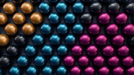 Vibrant 3D Abstract Metallic Sphere Grid in Dynamic Wave Pattern