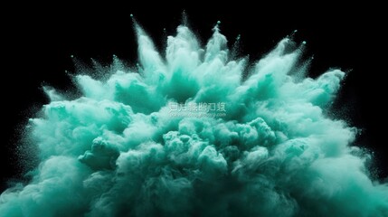 A luxurious and sophisticated explosion of emerald green and teal powder, suspended against a deep black background.
