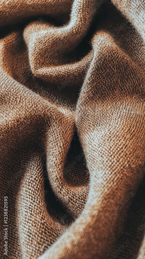 Poster a close-up view captures the intricate textures of a warm brown fabric, showcasing soft folds and de