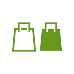 Eco shopping bag icon, Green organic bag icon design.