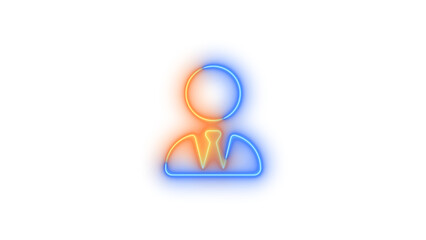 Neon user-tie icon blue brown color glowing with transparent background