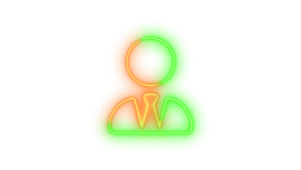 Neon user-tie icon brown green color glowing with transparent background