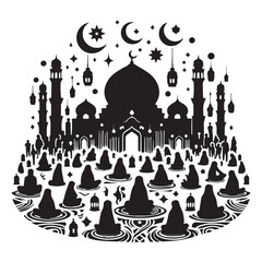 Elegant Muslim festival design with crescent moon and lanterns