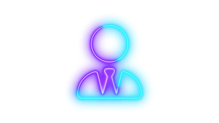 Obraz premium Neon user-tie icon cyan purple color glowing with transparent background