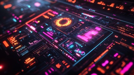 Obraz premium Cyberpunk technology interface