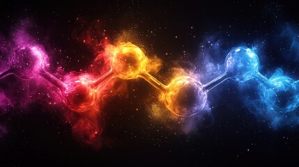 Abstract glowing molecule chain.