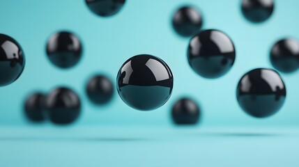 Floating Abstract Spheres in Gradient Background with Soft Lighting and Shadows