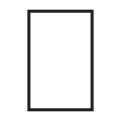 Simple black frame isolated on transparent background. Horizontal rectangle with rounded corners. Empty space