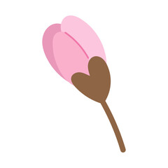 Spring blossom. Unopened flower bud. Vector illustration