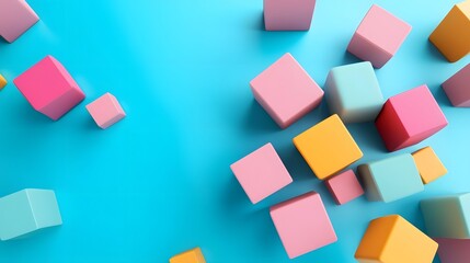 Obraz premium Captivating 3D Abstract Cubes Floating in Vibrant Minimalist Space