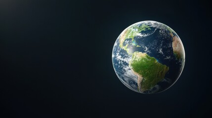 Fototapeta premium A stunning view of Earth from space, showcasing vibrant blue oceans and green landmasses against a dark background.