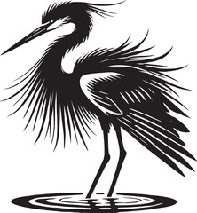 Heron bird Silhouette vector illustration isolated on white background