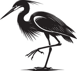 Heron bird Silhouette vector illustration isolated on white background