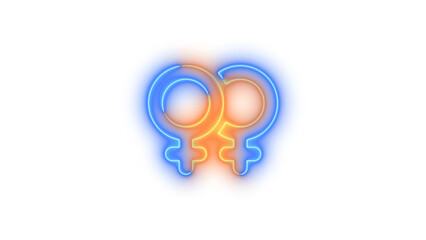 Neon venus double icon blue brown color glowing with transparent background