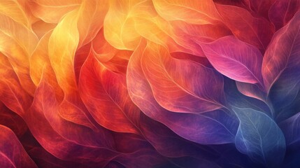 Abstract Autumn Leaves Background Red Orange Yellow Purple Blue Gradient