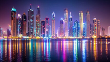 Fototapeta premium Skyline of a modern metropolis with futuristic buildings.