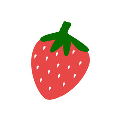 Cute hand draw strawberry isolated on white background.