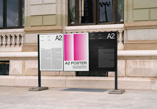 Mockup Of Three Vertical A2 Customizable Posters