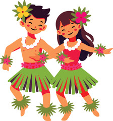 Young Hawaiian Hula Dancer Couple