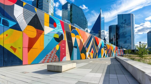 Wide view of La D&Atilde;&copy;fense with geometric buildings and outdoor art.