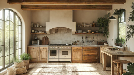 Rustic Vintage Kitchen with Natural Light and Wooden Accents