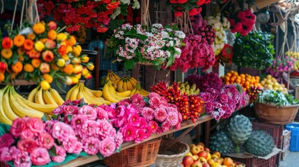 Traditional European street markets with fresh produce and flowers.