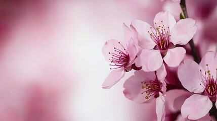 Naklejka premium Delicate Pink Blossoms Spring Flowers Close Up Macro Photography of Nature s Beauty