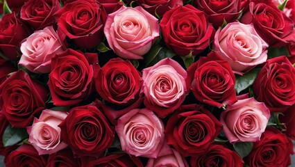 Fototapeta premium Vibrant Red and Pink Roses Arrangement for Floral Celebration