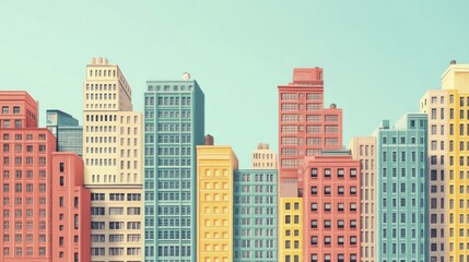 Fototapeta premium Pastel City Skyline Illustration