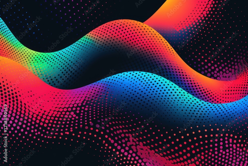 Poster vibrant colors blend seamlessly in a dynamic halftone pattern, creating a modern and visually appeal
