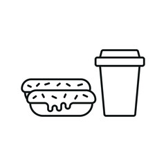 Drink and éclair set food icon represents a delightful dessert combo, perfect for café menus, bakery designs, and sweet treat illustrations.