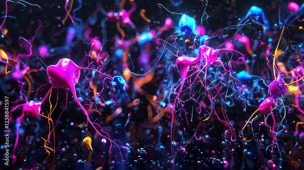Poster exploring the balance of chaos and order in dynamic physics visualization