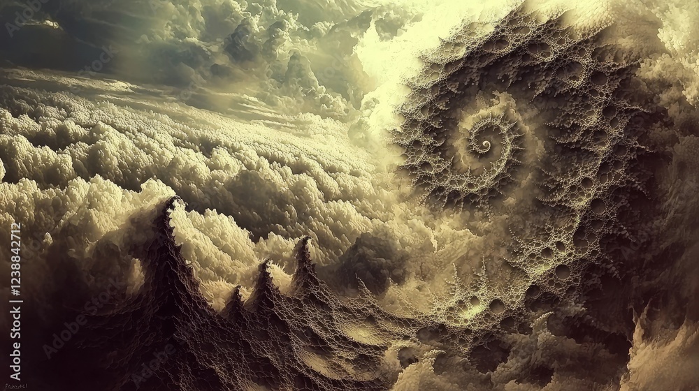 Poster fractal representation of chaos theory in abstract cloud patterns