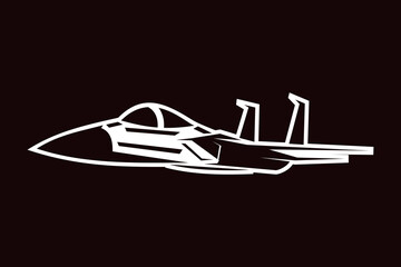 American cold war fighter plane vector illustration. simple aircraft logo, military equipment.