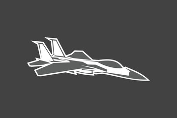 American cold war fighter plane vector illustration. simple aircraft logo, military equipment.