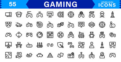 Game & Esports Icon Pack. Modern Vector Illustrations for Gaming Consoles, Controllers, Tournaments, and Digital Entertainment Design