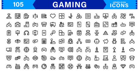 Game & Esports Icon Pack. Modern Vector Illustrations for Gaming Consoles, Controllers, Tournaments, and Digital Entertainment Design © MDSalim