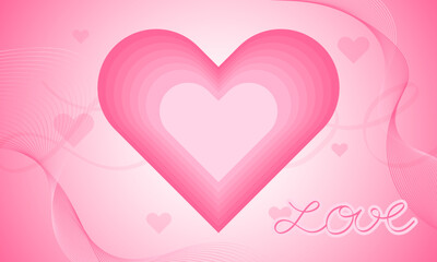 pink hearts love themes with lines wave curves soft gradient abstract background