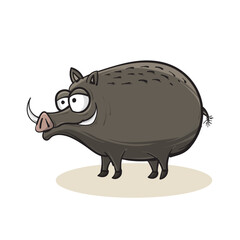 Wild boar cartoon vector illustration isolated on a white background