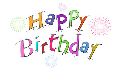 Doodle lettering hand drawn Happy birthday postcard for backdrop, banner, t-shirt design or many more