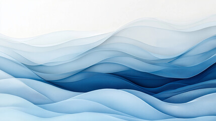 Fototapeta premium Abstract Blue Waves: A mesmerizing abstract artwork featuring ethereal blue waves cascading in a rhythmic pattern, evoking a sense of serenity and flow. 