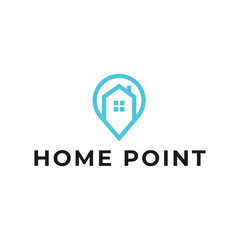 House point logo design vector template. Pin icon with home combination. .