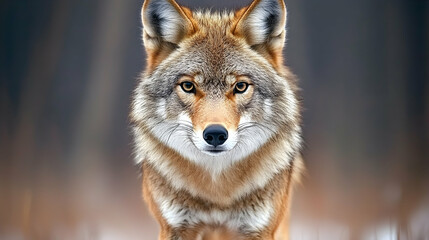 Obraz premium Coyotes winter forest stare wildlife portrait nature