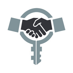Hand shake with key logo