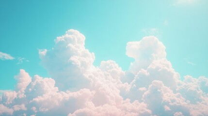 Pastel Sky with Fluffy White Clouds