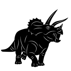 dinosaur walking silhouette on white background vector
