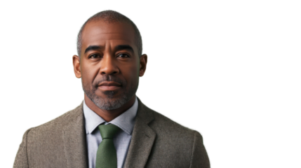 Confident businessman posing with transparent background